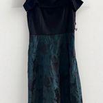 Donna Ricco  Off The Shoulder‎ Satin Jacquard Fit & Flare Dress in Emerald 12 NWT Photo 5