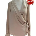 Forever 21  Women Size Small Beige Wrap Around Long Sleeve Blouse NWT (36-17) Photo 0