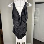 J.Crew NWT Ruched V-neck One-piece Swimsuit Black Photo 1
