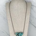Faux Turquoise Chunk Silver Tone Chain Link Necklace Photo 0