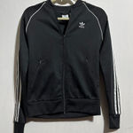 Adidas  Track Jacket Women's XS Ribbed‎ logo 3-Stripes Raglan Sleeve Full Zip Photo 0