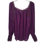 Free People Flutter By Peasant Lace Trim Square Neckline Blouse in Plum Photo 7