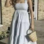 ZARA Voluminous White Cotton Poplin Dress Long Smocking New Bloggers Favorite XS Photo 6