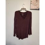 American Eagle  Soft & Sexy Cage Front Long Sleeve T-Shirt Deep Purple Merlot L Photo 1
