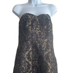 Ann Taylor LOFT Strapless Black Gold Brocade Mini Dress 4 Formal Whimsy Fairy Photo 3
