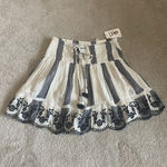 NWT America & Beyond Floral Embroidered Scalloped Hem Stripe Skirt Size S Blue Photo 1