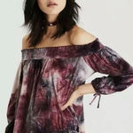 American Eagle Womens American Eagles Crushed Velvet Off Shoulder Space Dyed Top - Sz XS Photo 0