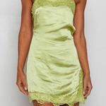 Beginning Boutique NWT NEW  “Stella Lace Trim Dress Green” lime satiny mini Photo 4