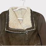 Anthropologie MARRAKECH Moto Jacket Size Small Sherpa Lined Faux Suede Brown Photo 1