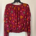 Free People  “Wildflower Honey” Nylon Mesh Floral Top size small Photo 4