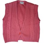 Pendleton  VINTAGE Women's Coral Pink Cable Knit Wool‎ Vest Sweater Medium Photo 2