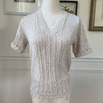 Vintage 70s British Vogue Slightly Cropped Vneck Sweater Beige XS Tan Photo 0