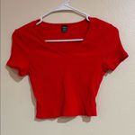 SheIn  Red Cropped Fitted T-Shirt Photo 0