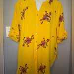 Fig and Flower Yellow Floral Embroidered Blouse Size 1X Photo 4