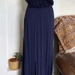 Lucky Brand  Dual Slit Sleeveless Embroidered Detail Navy Maxi Dress Photo 8