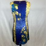 Boutique blue and yellow silk blend sheath dress size medium Photo 3