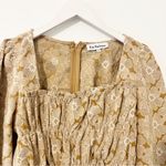En Saison Square Neck Long Sleeves Floral Patten Blouse Fall Size Medium M Tan Photo 3