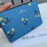 Coach Blue Corner Zip Wristlet With Bow Floral Print Photo 1