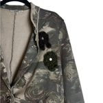 Baci Womens Floral Camo Jacket Blazer Y2K Steampunk Military Size Medium Green Photo 2
