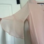Calvin Klein Women’s Pink Chiffon Blouse Bell Sleeve V-neck Work Business Dressy Photo 3