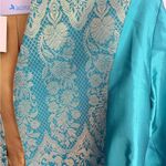 Teal and Gold Patterned Jacket Blue Photo 2