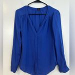 Babaton T. 100% Silk Royal Blue Hidden Button Down V-neck Blouse Size Small Photo 0