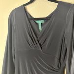 Ralph Lauren LAUREN  Black Long Sleeve Jersey Ruched Dress Size 6 Photo 2