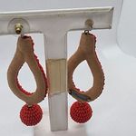 Anthropologie  Deepa by Deepa Gurnani Red Seed Bead Dangling Earrings Photo 1
