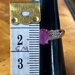 Natural Pink Sapphire Moissanite Sterling Silver Ring Size 8 Photo 6