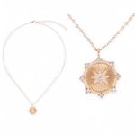 Rhinestone Coin‎ Necklace Gold Photo 2