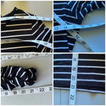 Vince Camuto  Black & White Striped Long Sleeve Ruched Top XS Nautical Preppy Photo 6