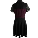 Elle Kohl’s  Poet Collared Lace Skater Mini Dress 8 Women’s Purple Black NWT Photo 2