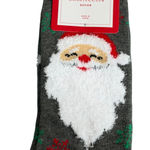 Charter Club  Women's Holiday Crew Socks - Santa and Snowflakes on Grey Socks Photo 0