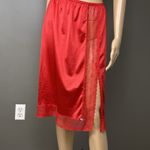 Vintage Ashley Taylor Half Slip Sheer High Slit Wide Lace Red Size Large 30/32 Photo 2