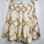 Gap 100% silk pleated skirt Women’s size 4 Geometric Print Lined Light Pink Tan Photo 0