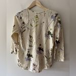 Anthropologie T.La Long Sleeve Floral V Neck 3/4 Sleeve Top Photo 2