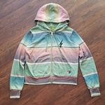 Aviator Nation  Striped Multicolor Trendy Edgy Bolt Full Zip Hoodie Size XS Photo 0
