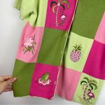 Vintage Y2K Neon Pink Green Checkered Graphic Button Down Top Cardigan Sz Large Photo 3
