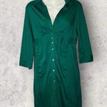 EXPRESS  Design Studio Women's Sz 6 Green Collared Knee Length Shirt Dress Photo 0