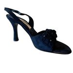 BELTRAMI Suede Sandals Navy Blue 3D Floral Design Sling Back Italy EU 38 US 7.5 Photo 11