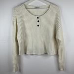 American Eagle Size XS Sweater Henley Cropped Long Sleeve Chunky Knit Women’s Photo 1