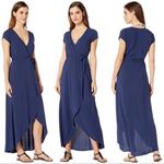 l*space L* Goa Short Sleeve Wrap Midi Dress Swim Coverup Midnight Blue Medium M Photo 1
