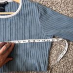 Nina Leonard  Blue Ribbed Cropped Sweater Retro Vintage Casual Large Photo 3