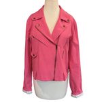 Anthropologie  Dolan Slim Ultra Pink Cropped Moto Jacket Size XL Photo 11