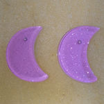 Pink Glitter Crescent Earrings Photo 2