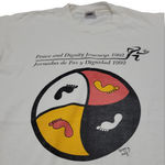 Fruit of the Loom Vintage Shirt Size Large Peace And Dignity Journeys 1992 Print Unisex T-shirt Photo 2