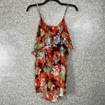 Hine Red Floral Layered Ruffles Y2K Fairy Tunic Length Top Photo 5