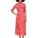 Sea New York Mimi Floral Midi Maxi Dress In Rosewood‎ High Neck Ruffle Sz L Pink Size L Photo 1