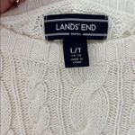 Lands' End Ivory Cable Knit Drifter Sweater Size Large Tall Fisherman Nautical White Photo 6