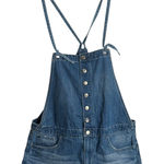 American Eagle Denim Overalls Romper Shorts Blue Size M Shortall Distressed Photo 0